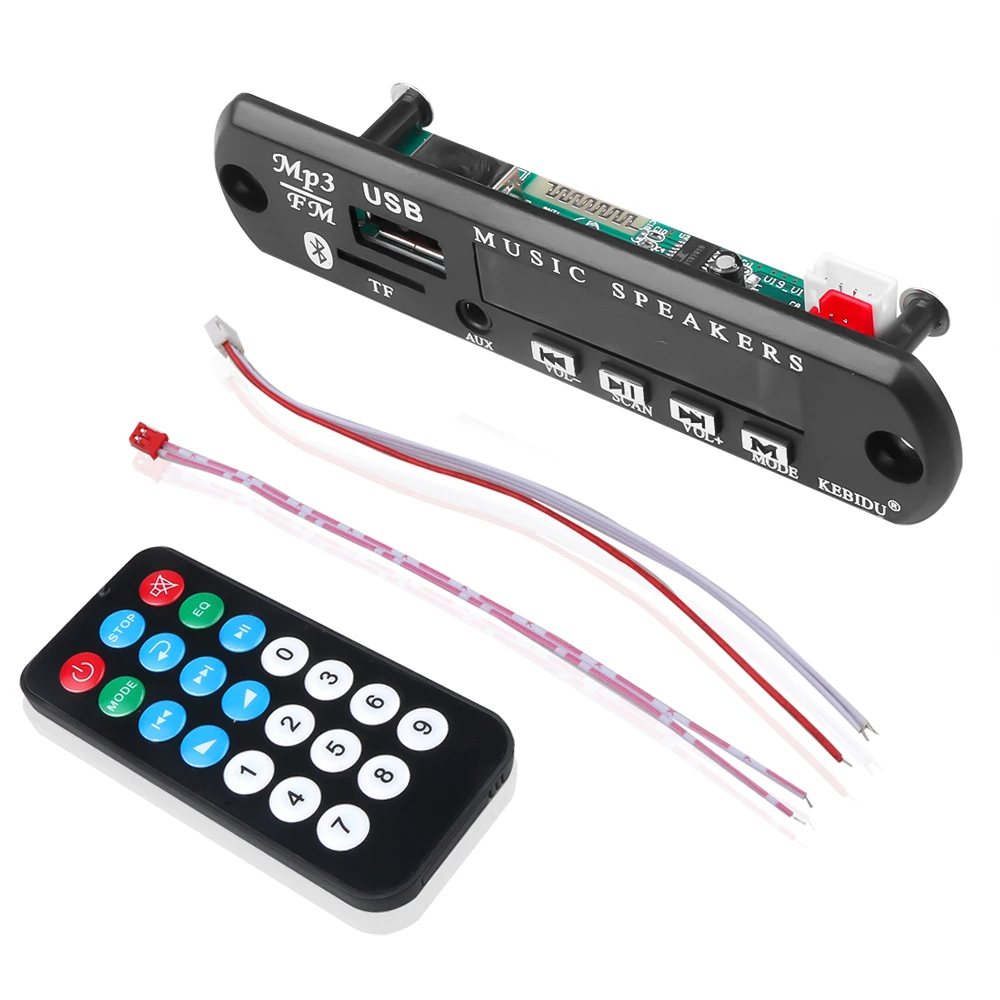 Mp3 плеер KEBIDU Bluetooth 5 в 12 В USB SD(TF) AUX FM Радио MP3 WMA декодер плата аудио модуль с пультом