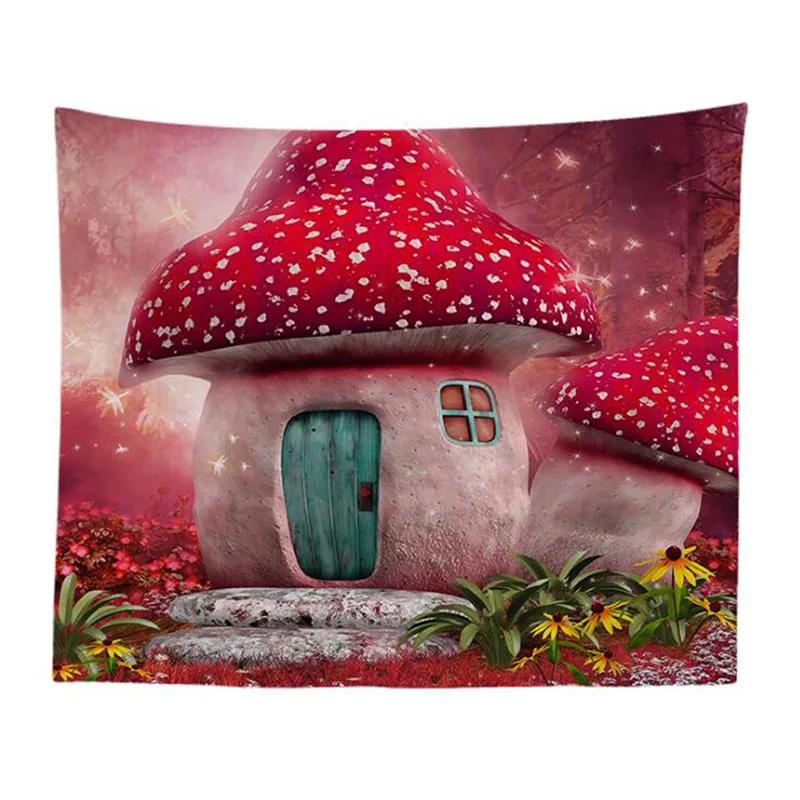 Hot Design Tapestry Witchcraft Mushroom Tapestries Green Forest Wall Hanging For Home Deco Living Room Bedroom | Дом и сад