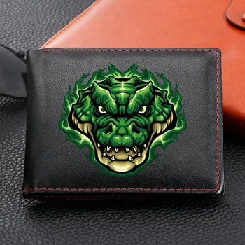 

Green Crocodile Head Men's Wallet Leather Slim Wallets Men Pu Leather Bifold Short Credit Card Holders Coin Purse Male Wallets