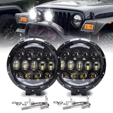 

Waterproof Round Led Work Light 7 inch LED With DRL Angel Eyes Light Bar 12V 24V Offroad led Work Light for SUV ATV 4x4 Off-road