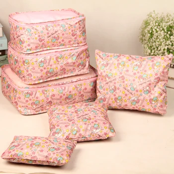 

6pcs/set Cartoon My Melody Cinnamoroll Pudding Dog Little Twin Stars Waterproof Travel Sorting Pouch Cute Cosmetic Storage Bag