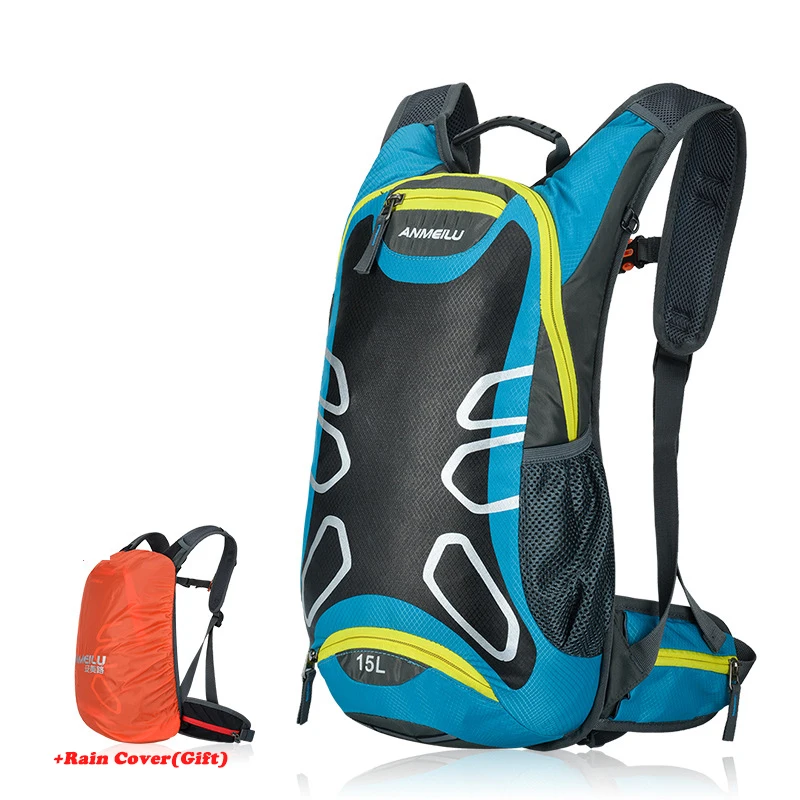 15л велосипедный рюкзак для активного отдыха для занятий спортом на открытом воздухе для верховой езды MTB гидратационный рюкзак для велосипеда велосипедный рюкзак с дождевиком, без сумки для воды - Цвет: Baby Blue