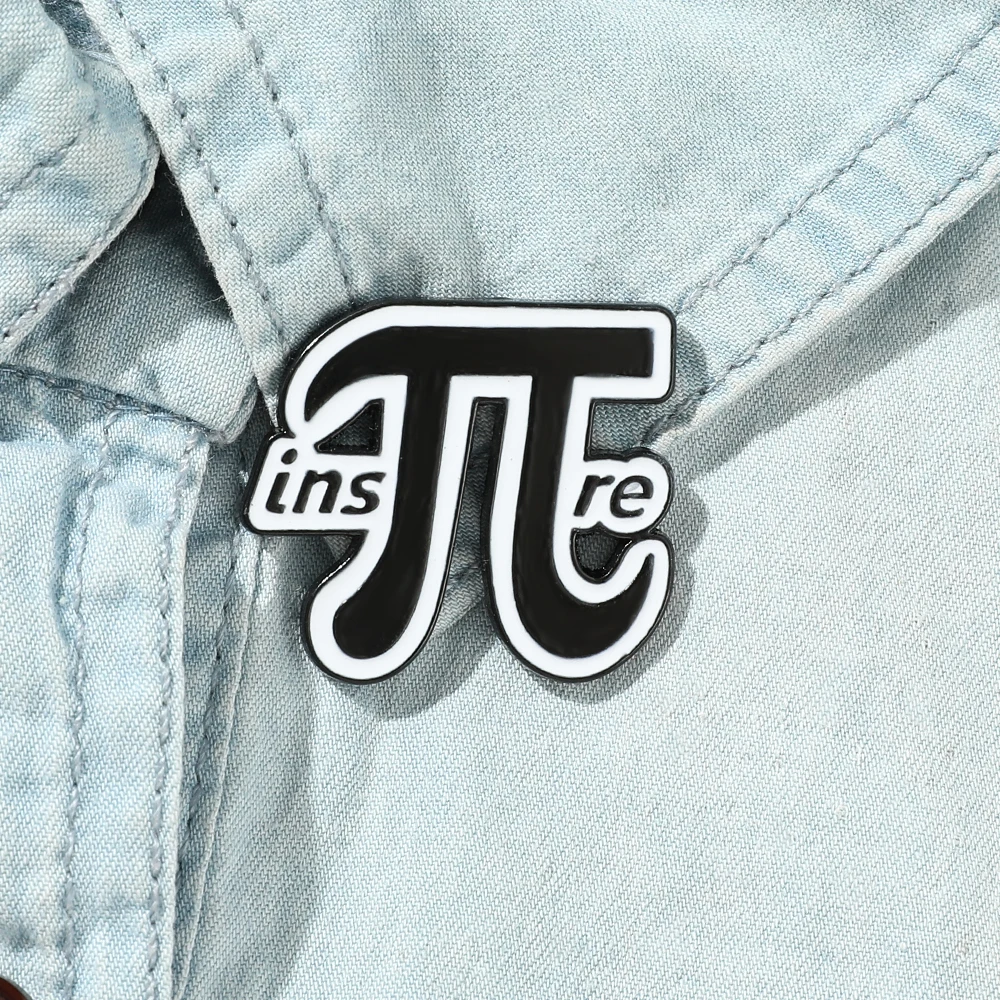 パイブローチメタルエナメルバッジピンシンプルな黒白数学記号文字ラペルピンジュエリーギフト教師学生 Aliexpress ジュエリー アクセサリー