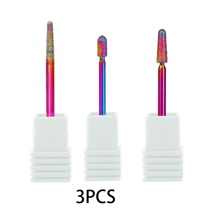 3Pcs Nail Drill Bits Rainbow Holder Cutter For Manicure Machine Drills Electric Accessories Pedicure Nail Remover Machine Tools