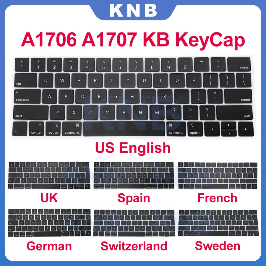 Полные колпачки клавиш для Macbook Pro Retina 13 &quot15" A1706 A1707 клавиши клавиатуры US UK SP FR CH