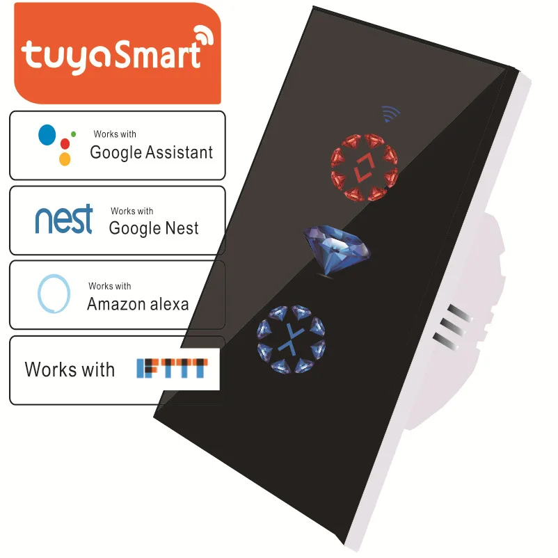 

U.S. Standard Tuya WIFI Smart Curtain Switch Smart WIFI Touch Remote Control Electric Door Rolling Gate Garage Door Switch