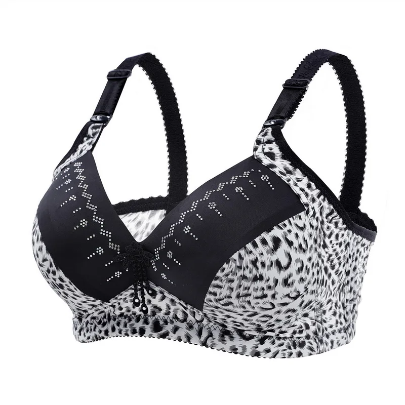 Sexy Leopard Push Up Bras For Women Fashion Front Closure Underwear Wire Free Girl Lingerie Tops Wide Strap Female Bralette strapless