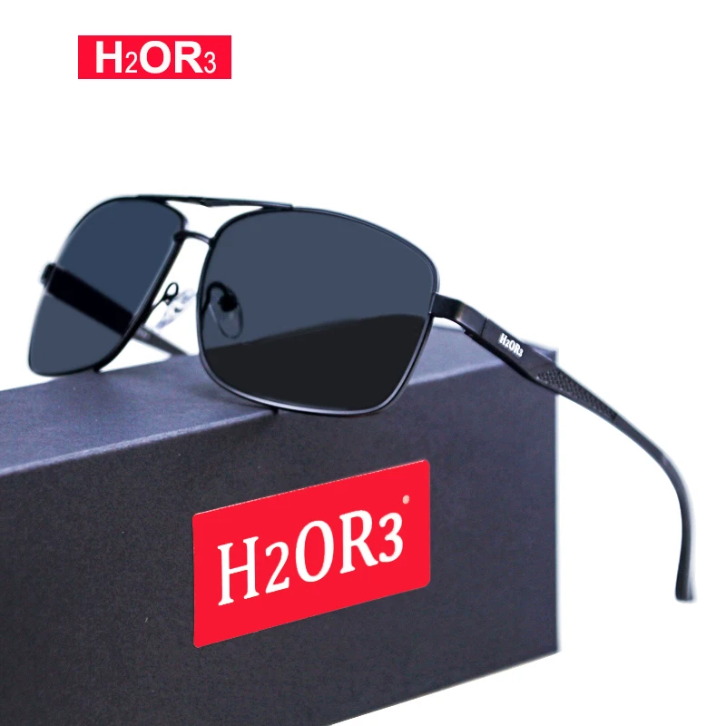 

H2OR3 Aluminum Magnesium Glasses Men Polarized Sunglasses Retro Square Driving Sun Glasses Men's Metal Eyewear Mirror UV400 2035