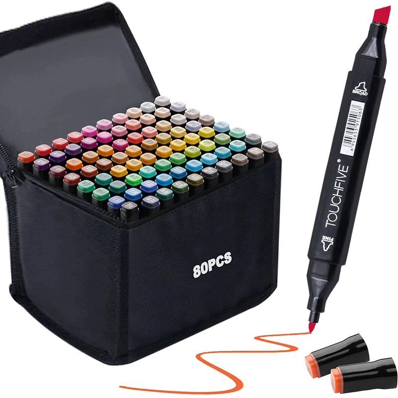

30/40/60/80 Colors Alcohol Markers Set Art Markers for Drawing Manga Dual Tip Brush Pen Markers Based Sketching Drawing Markers