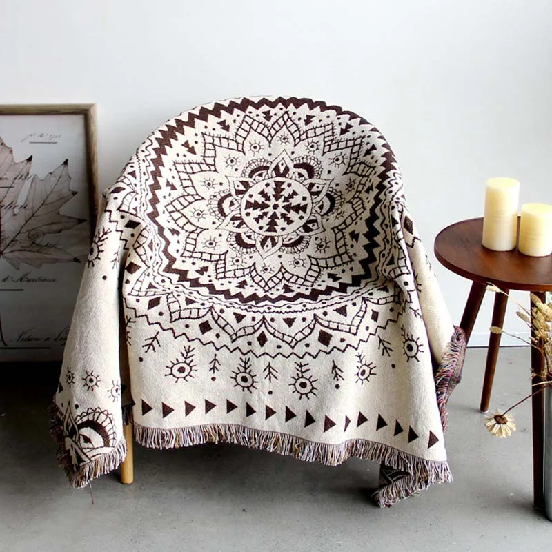 8 Nordic Knitted Couch Armchair Tassels Blanket Pet Dog Sleeper Sofa Mattress Protector Plaid Coverlet - Цвет: 8