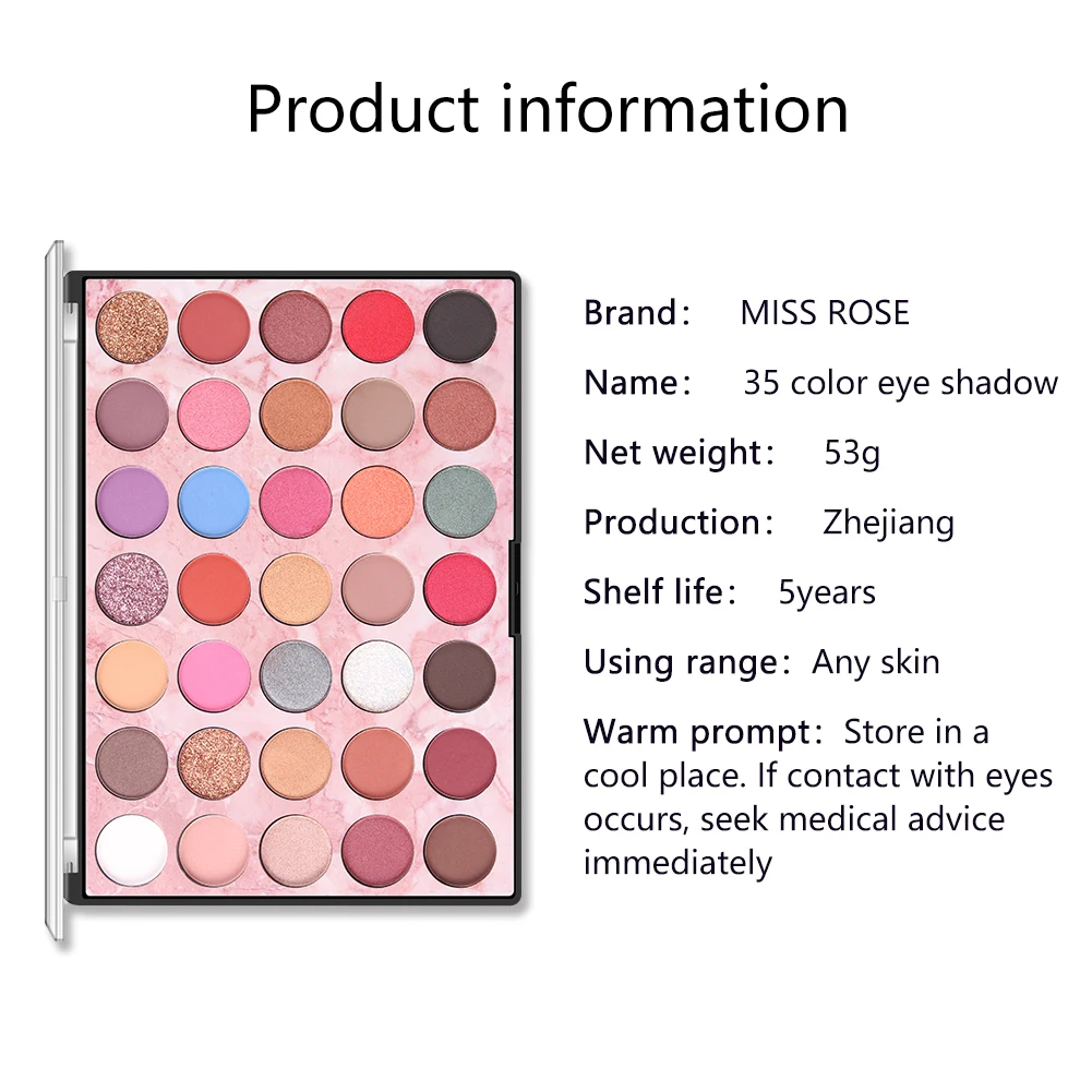 MISS ROSE 35 Colors matte eyeshadow pallete eye shadow glitter eyeshadow nude eye shadow palette makeup pallete sombras TSLM1