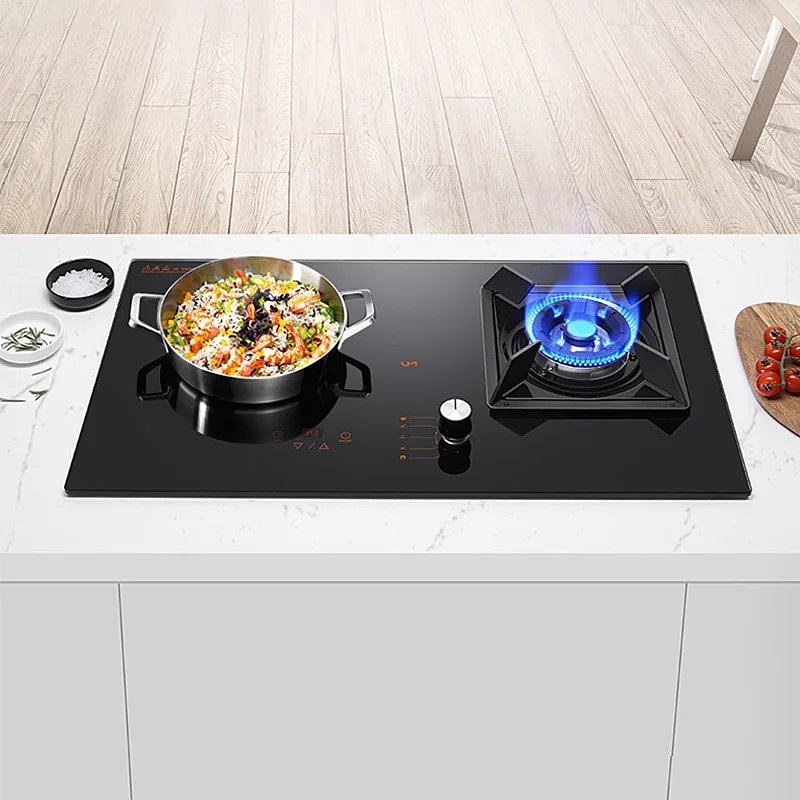 Gas Stove with Induction Cooker Embedded Cooktop Household Kitchen