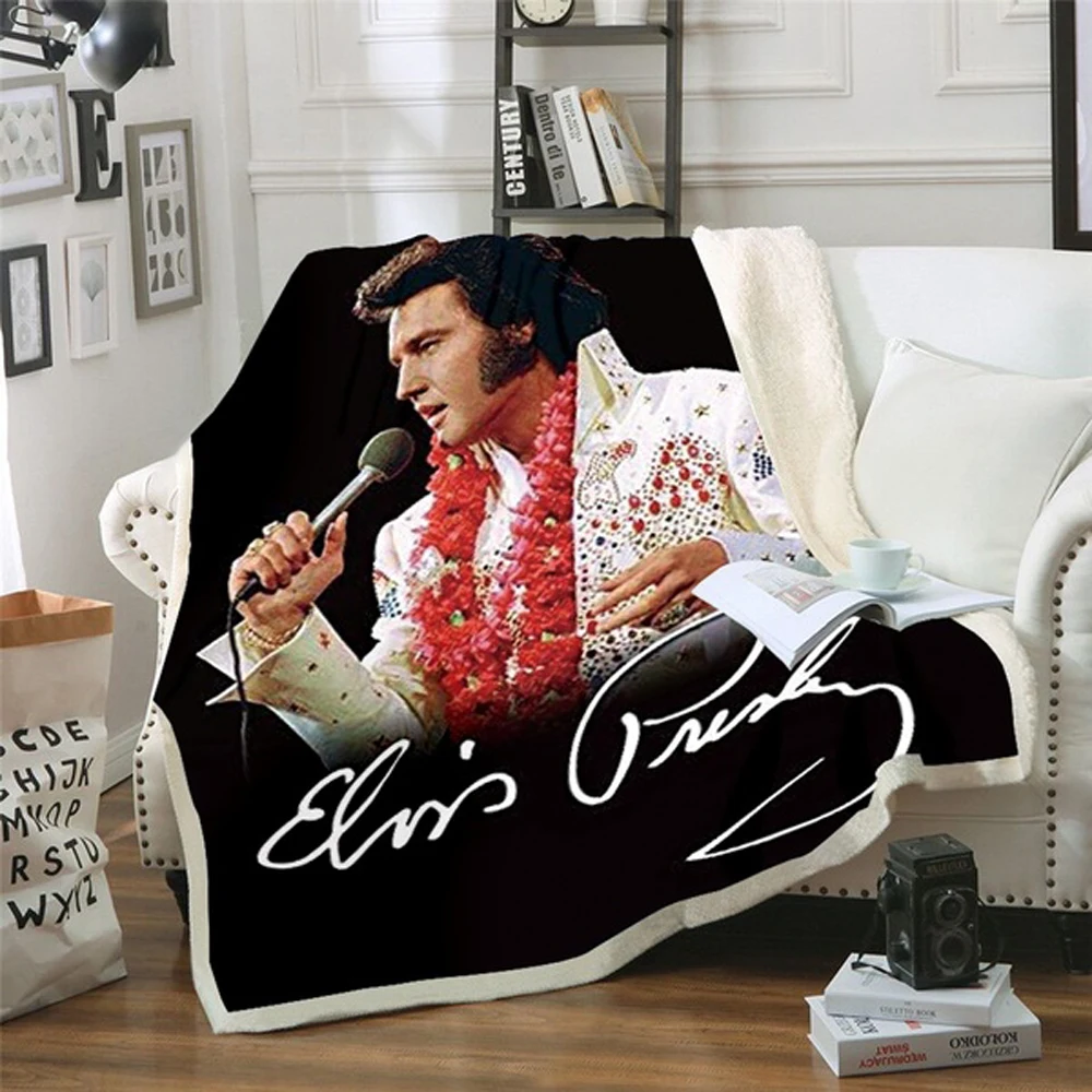 

Elvis Presley 3D Blanket for Beds Hiking Picnic Thick Quilt Fashionable Bedspread Fleece Throw Blanket style-2