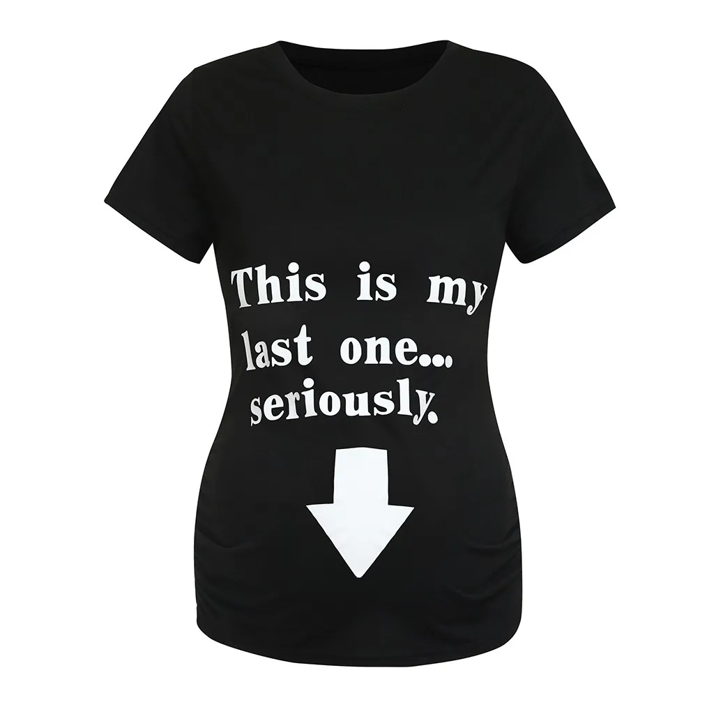 Одежда для беременных женщин с коротким рукавом и надписью This is my Print tops Рубашка