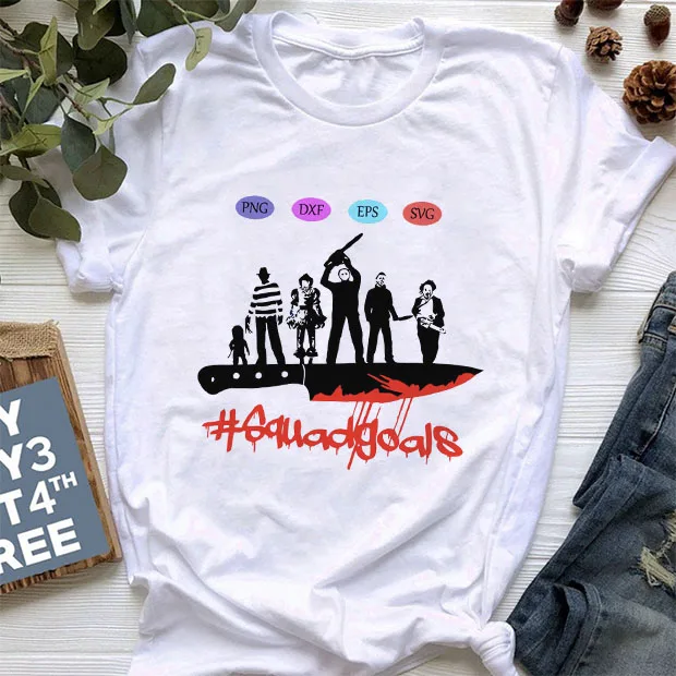 Download Halloween Friends Tv Show Terror Character Print T Shirt Ms Horror Characters Fashion Loose Large Size Short Sleeve Tops T Shirts Aliexpress