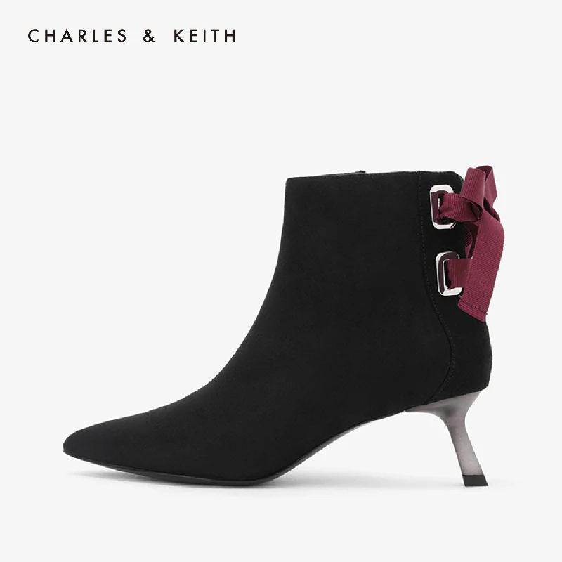 CHARLES＆KEITH Жеские Ботинки CK1-90360295 Женские Ботильоны Замшка с Бантом на Шпильке