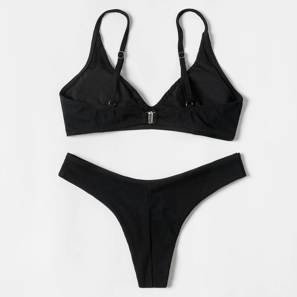 ZTVitality 여성용 섹시한 블랙 수영복, 패딩 브래지어 리브드 하이 컷 비키니 수영복, 브라질 비키니 S-L, 2022 신상