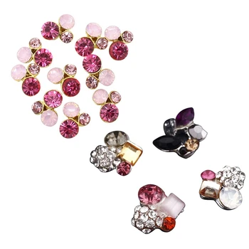 

50Pcs DIY 3D Nail Art Decoration Pattern Fashion Nail Art Stickers, 40Pcs Mixed Color & 10Pcs Pink Rhinestone
