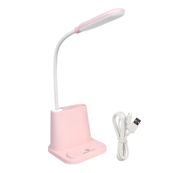 

USB Rechargeable LED Desk Lamp Mini 360 Degree Hose 2 Color Modes Modern Home Bedroom Reading With Pen Holder Cute Office