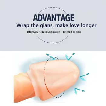 2Pcs in Set Reusable Silicone Male Penis Sleeve Glans Condom Penis Sleeve Extender Dick Enlargement Adult Sex Product Toys 4