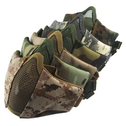 Paintball Mask Tactical Airsoft Half Face Mask Military Shooting Metal Mesh Protective Mouth Mask Field Hunting Equipment