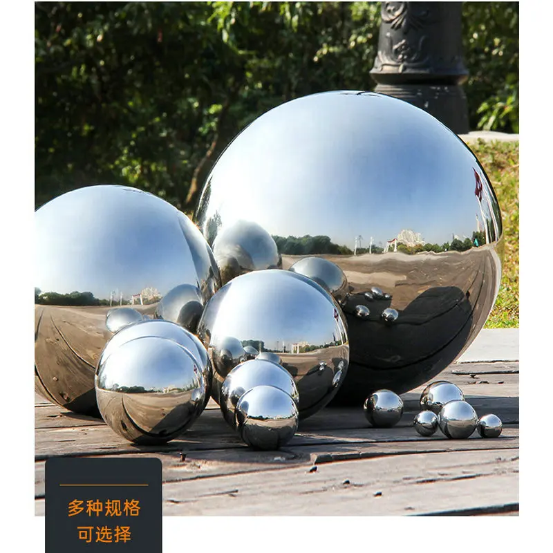 HQ 304 Stainless Steel Mirror High Gloss Glitter Hollow Sphere Ball for Home Garden Wall Guardrail Window Landscape Decoration