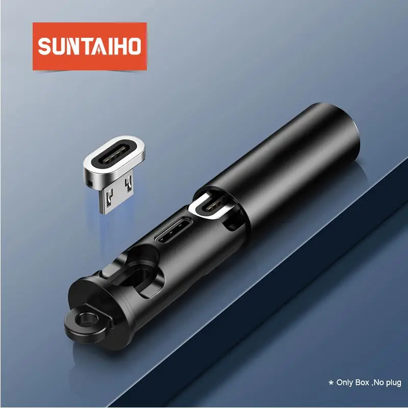 

Suntaiho Magnetic Cable Plug Box for iPhone Type C Micro USB Plugs Storage Portable BOX For Magnet Charger Adapter