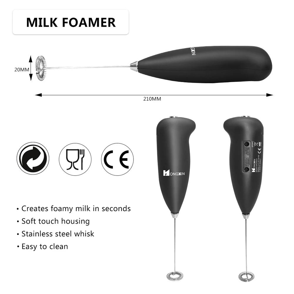 Frother Handheld Electric Milk Foam Maker with Stainless Steel Spiral Whisk ForgetMe Milk Frother Coffee Foamer Stirrer Drink Mixer Whisk Egg Beater Stainless Steel Handheld Kitchen Tool