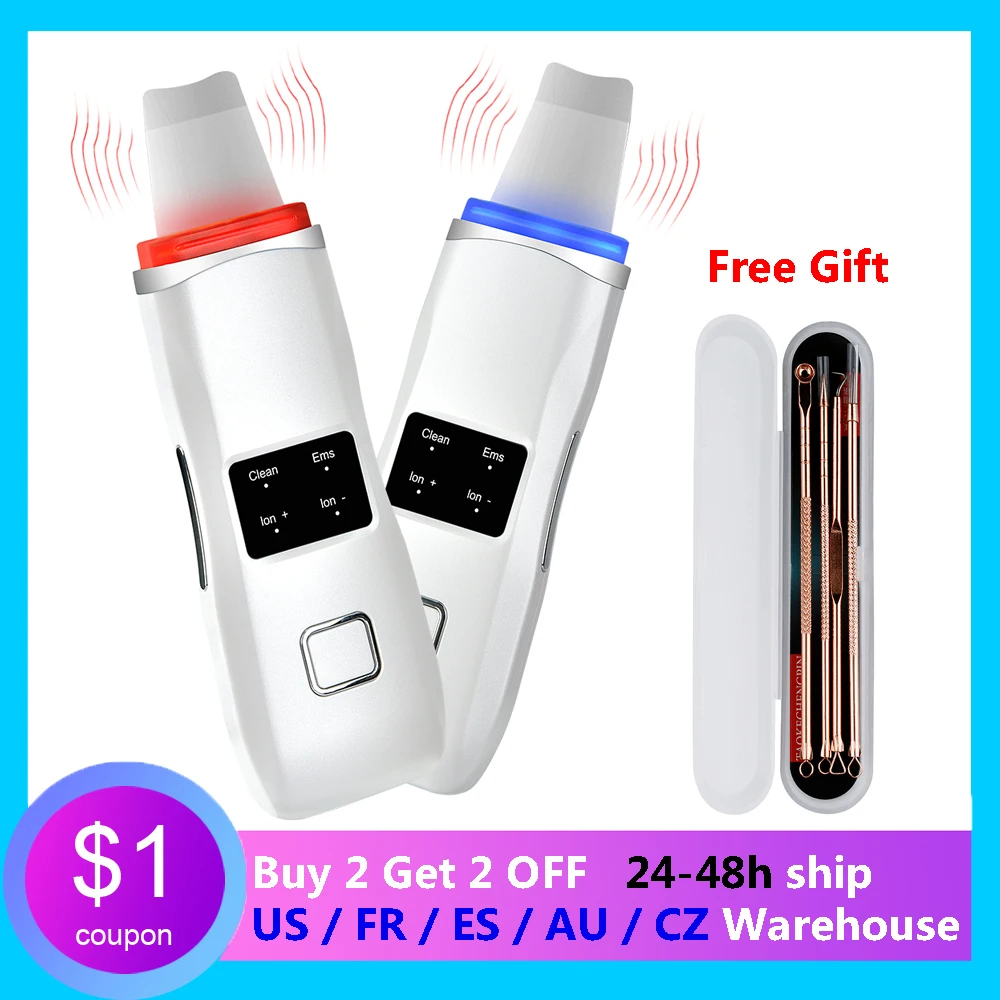 

Ultrasonic Facial Skin Scrubber Ion Therapy Acne Blackhead Remover Deep Cleansing Shovel Face Lifting Anti Aging Massage Machine