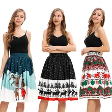 Горячая Распродажа осенне-зимняя Рождественская юбка с цифровым принтом лося с высокой талией уличная хипстерская повседневная юбка в складку