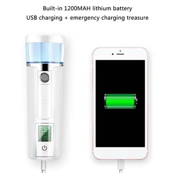 

Mini USB Nano Facial Steamer Sprayer LCD Screen Testing Moisture Face Spa Hydrating Moisturizing Skin Care Handy Rechargeable Po