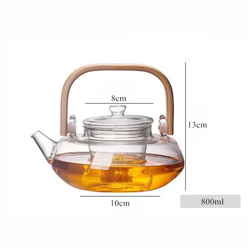 TOPONE Handle Glass Teapot Heat-Resistant Teapot Flower Tea Kettle Lar