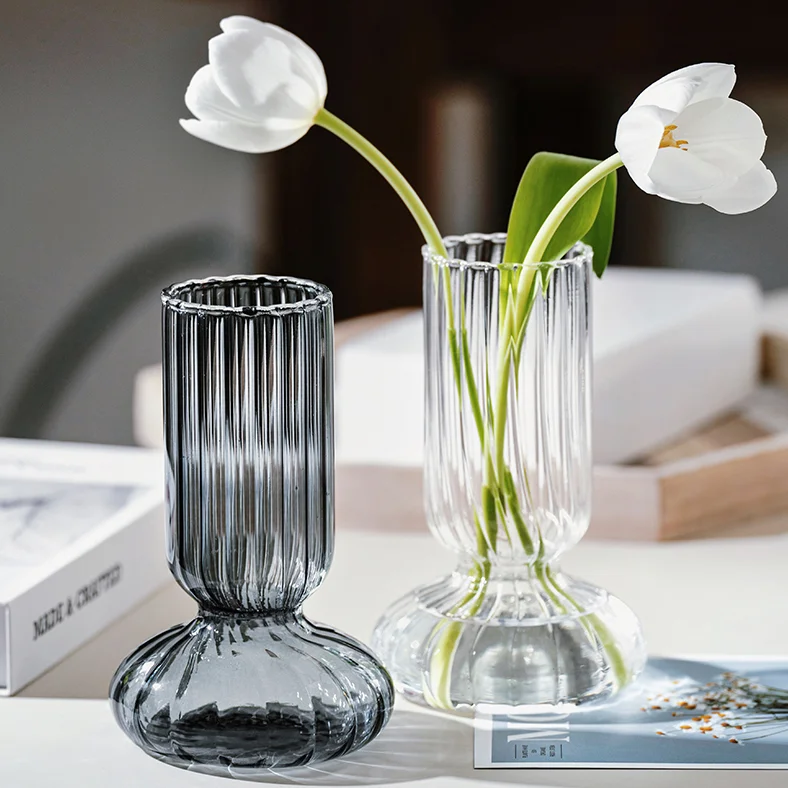 Glass Cup Shape Flower Vase Decorative Pedestal Hydroponics Bottle