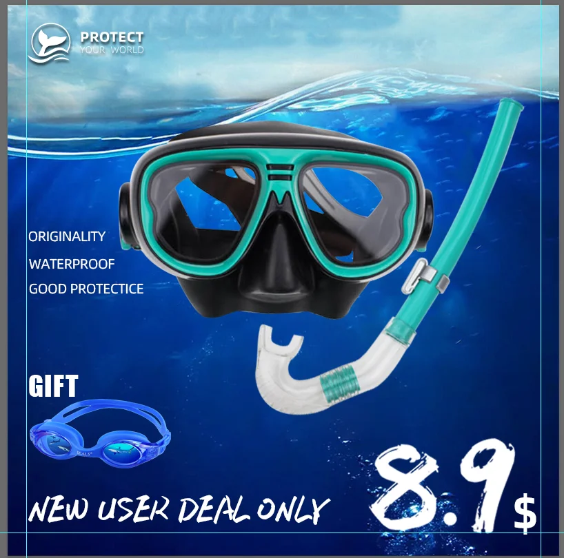 

Diving Mask Silicone Mask Snorkel Anti-fog Diving Mask Snorkel Children ScubaFull Dry Tube Underwater Swim Equipment