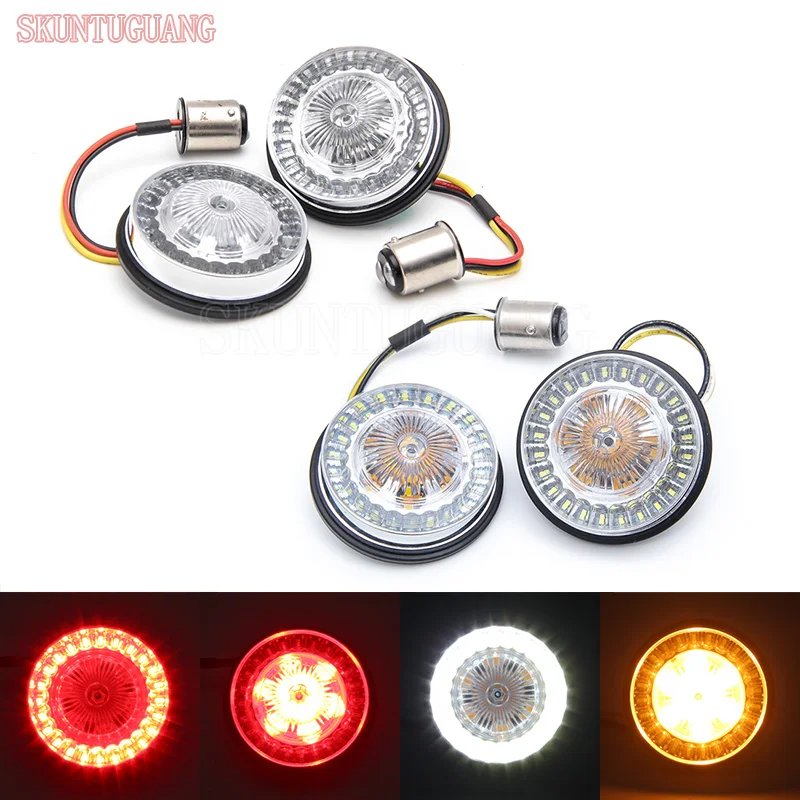 

Motorcycle 2 inch LED Insert Turn Signal Light Turning Light 1157 Bullet Style Yellow Red Indicator Light For Harley Touring