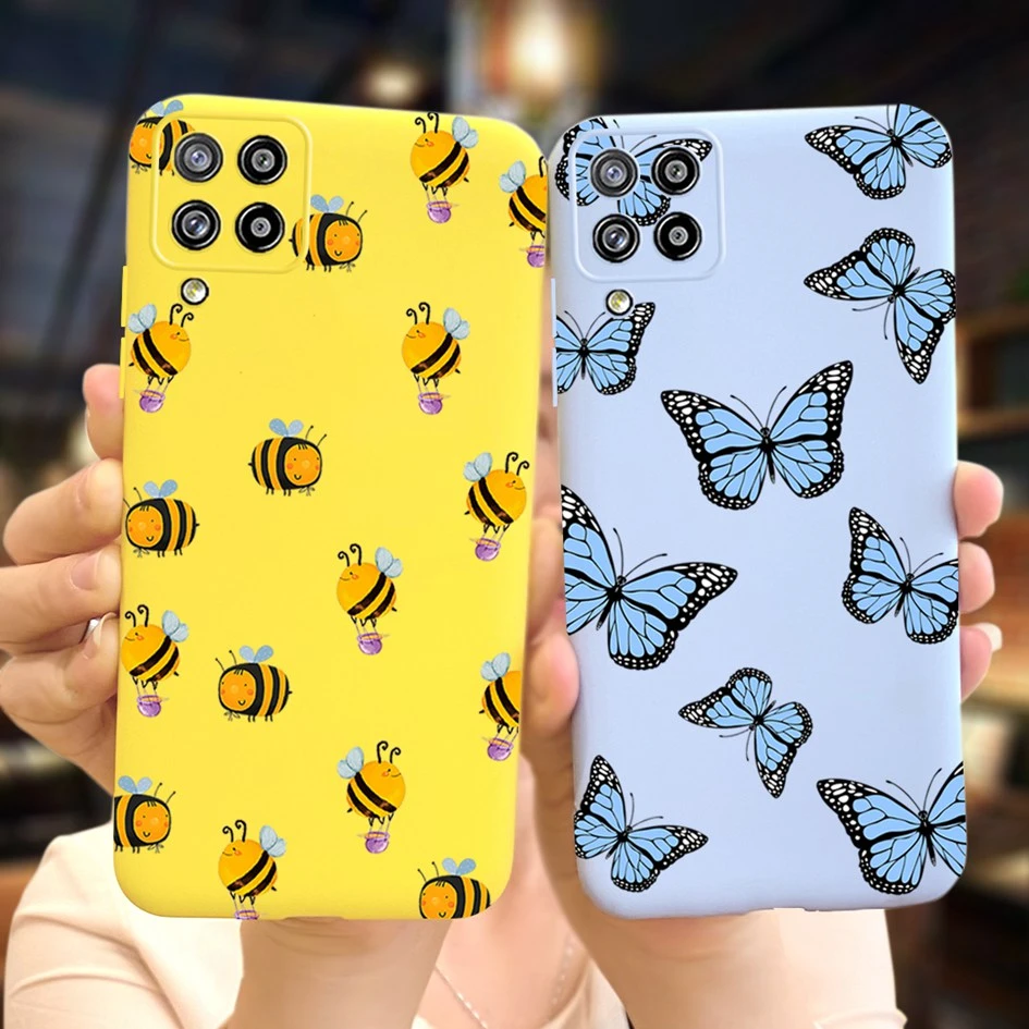 waterproof case for phone For Samsung A22 5G 4G Case Galaxy A 22 4G 5G 2021 A22s Cover Silicone Bumper Cartoon Butterfly Soft-Touch Protective Back Covers glass flip cover