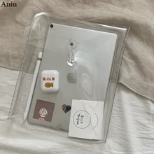 

ipad case ins simple transparent DIY stationery storage bag PVC winding storage bag student portable stationery box 11/13 inch
