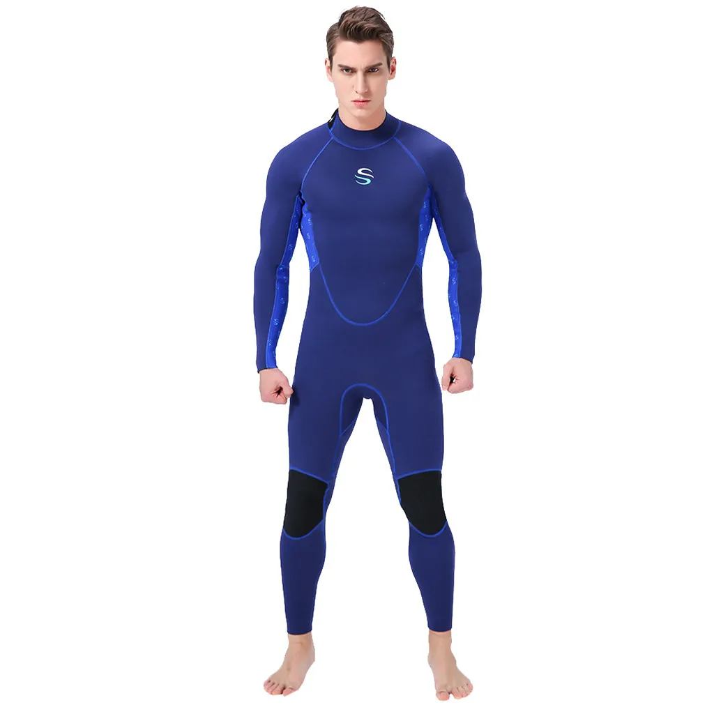 

Long Sleeves Zipper Men's WetSuit 3MM Full Body suit Super stretch Diving Suit Swimming Surf Snorkeling Blue Beach Surfing Sets