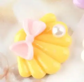 Kawaii Shell с жемчугом плоские пластмассовые кабошоны DIY украшения для скрапбукинга смолы кабошоны банты аксессуары - Цвет: 07 yellow
