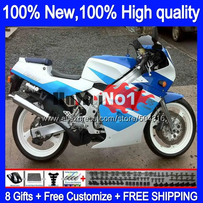 Корпус для SUZUKI SAPC VJ21 RGV250 RGVT250 VJ 21 40MC. 60 RGV-250 VJ22 RGV 250 1988 1989 1990 1991 88 89 90 91 обтекатель белого и синего цвета - Цвет: No. 1
