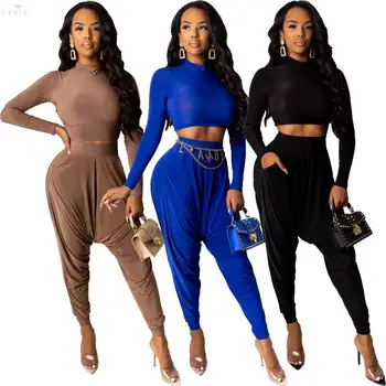 

Casual Womens Tracksuit Set Suit Long Sleeve 2 Piece Set Women Turtleneck Crop Top And Pants Casual Matching Sets Women Outfits