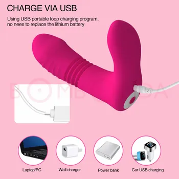 Telescopic Vibrator for Woman Wearable Heating Butterfly Dildo Panties Vibrators Adult Sex Toys Anal G Spot Clitoris Stimulator 5