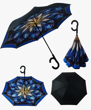 

Windproof Women Sun and Rain invertido Paraguas Man Umbrellas C Handle Parapluie Reverse Umbrella Inverted Anti UV Umbrella