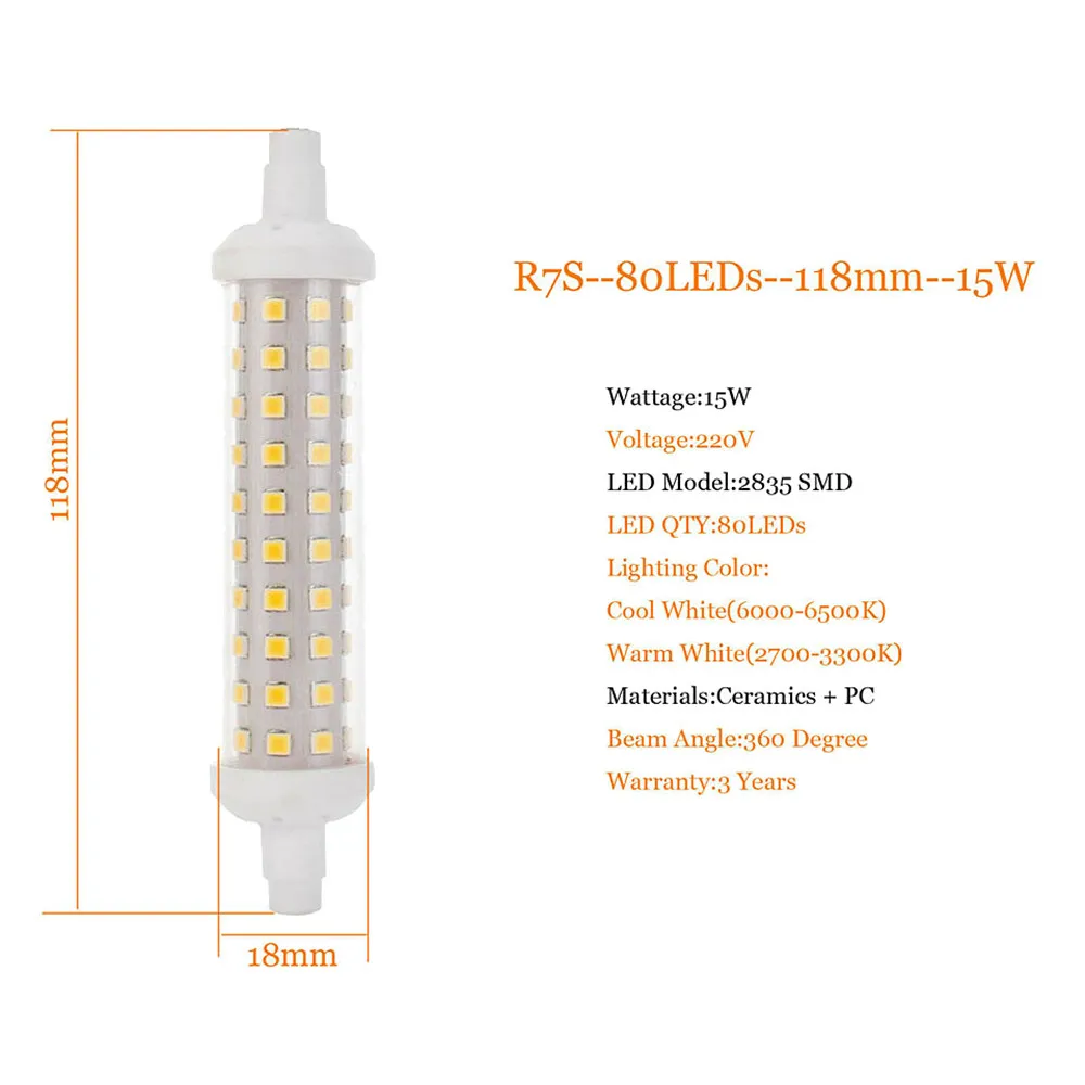 Dimmable R7S LED Lamp 6W 10W 12W 78mm 118mm 135mm Light Bulb AC220V Max 230w 240v Energy Saving Replace Halogen Ligh
