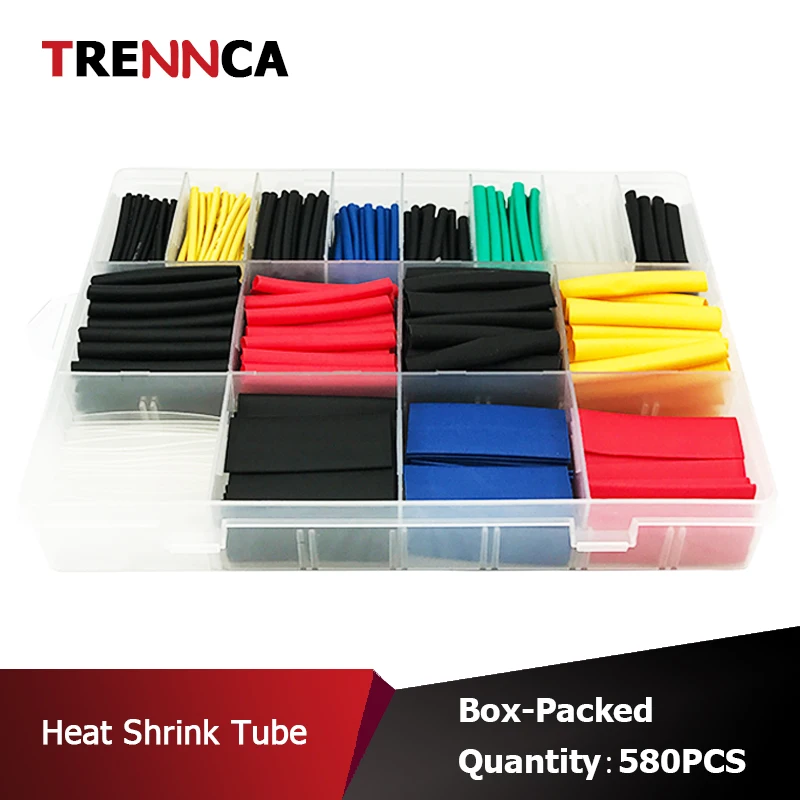 

580pcs 2:1 Wrap Wire Cable Insulated Polyolefin Heat Shrink Tube Ratio Tubing Insulation Shrinkable Tubes Termoretractil