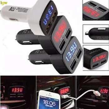 

TOP Universal 4-in-1 Dual USB Car Charger Adapter DC 5V 3.1A Tester (for iPhone BBC)