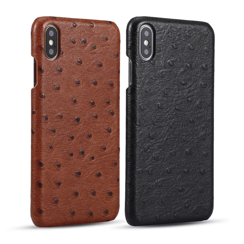 Для iPhone X XS чехол для задней панели iPhone XR страусиная кожа воловья натуральная кожа чехол для телефона Тонкий Бизнес умный чехол для iPhone XS Max