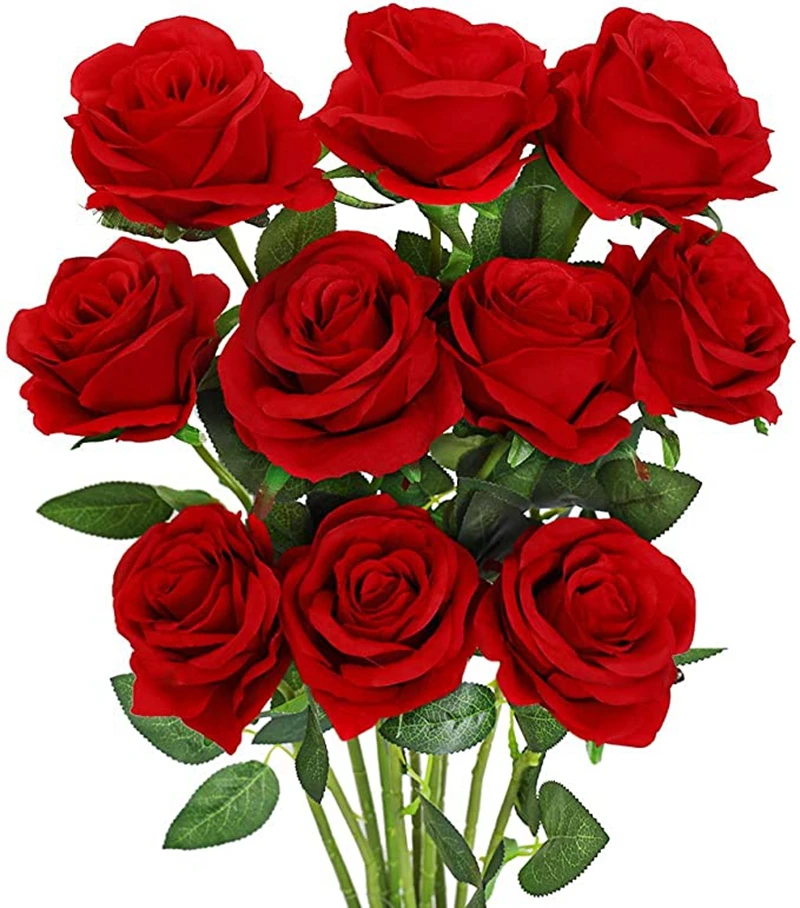 10 Uds. De rosas artificiales para decoraciones del hogar, regalo para el Día de San Valentín