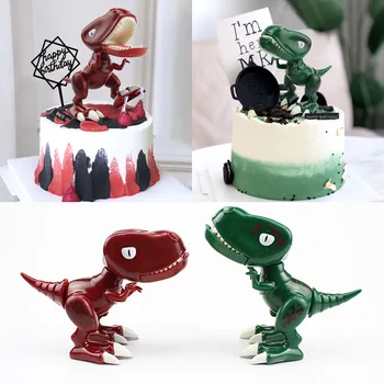 

Large Movable Leg and Mouth Cartoon Jurassic Dinosaur Monster Cake Toppers for Baby Birthday Cake Dessert Decoration Toy Supply