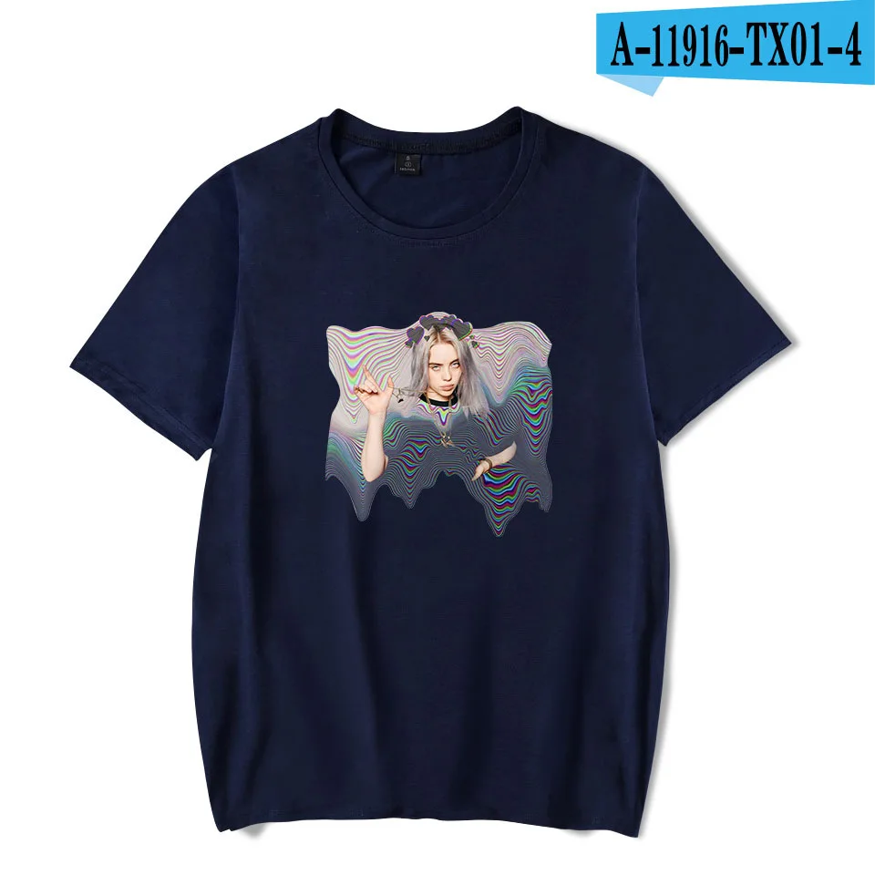 Billie Eilish, новинка, женская футболка, аниме, рисунок лица, футболки, футболка, Harajuku, короткий рукав, топ, Новое поступление, хип-хоп, повседневная, забавная футболка - Цвет: blue - style 3